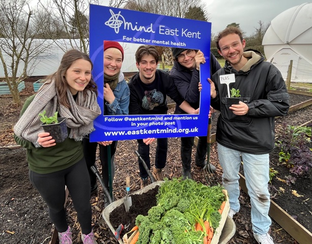 Volunteers take time out from gardening to promote East Kent Mind