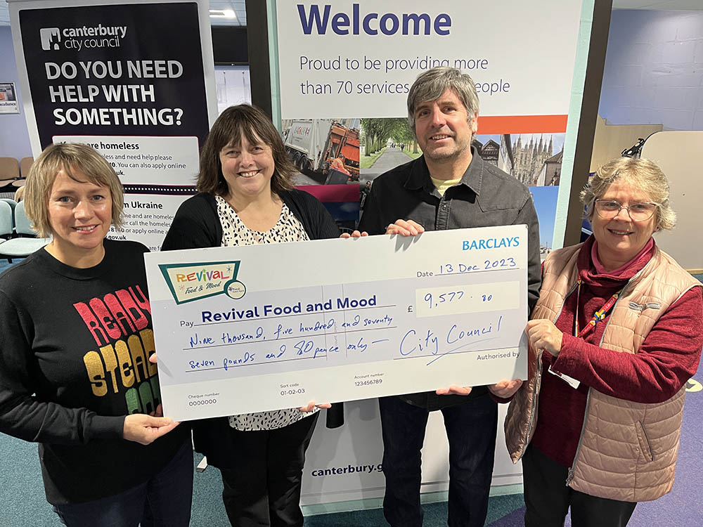 Revival Food and Mood check presentation with Deborah Haylett from Revival Food and Mood, Ali Small from Canterbury City Council, Dr David Palmer from East Kent Mind and Councillor Connie Nolan